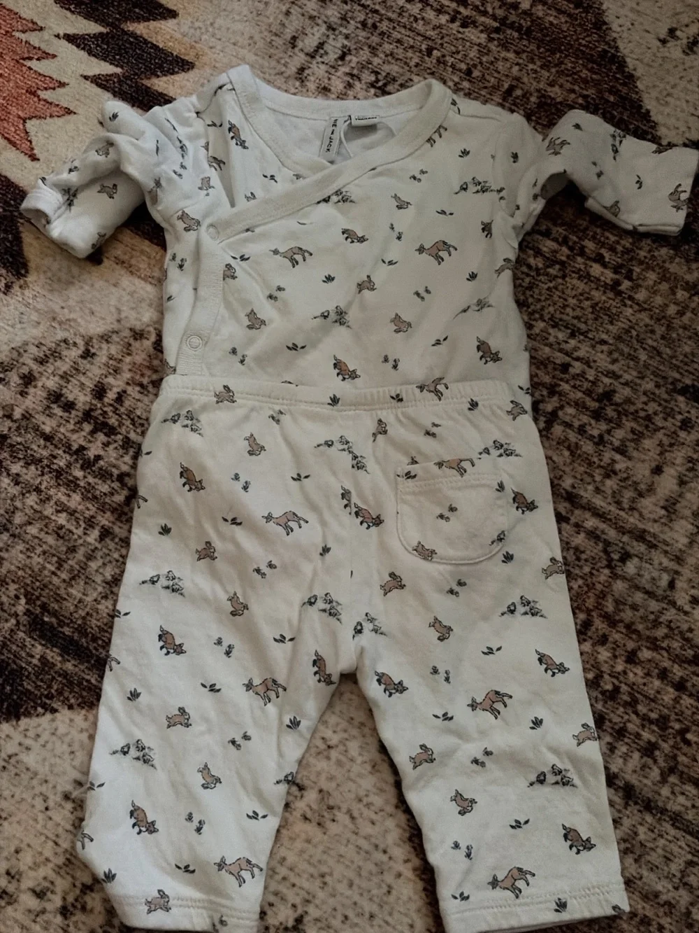 Janie and Jack Cream Two-Piece Fox Print Matching Set
